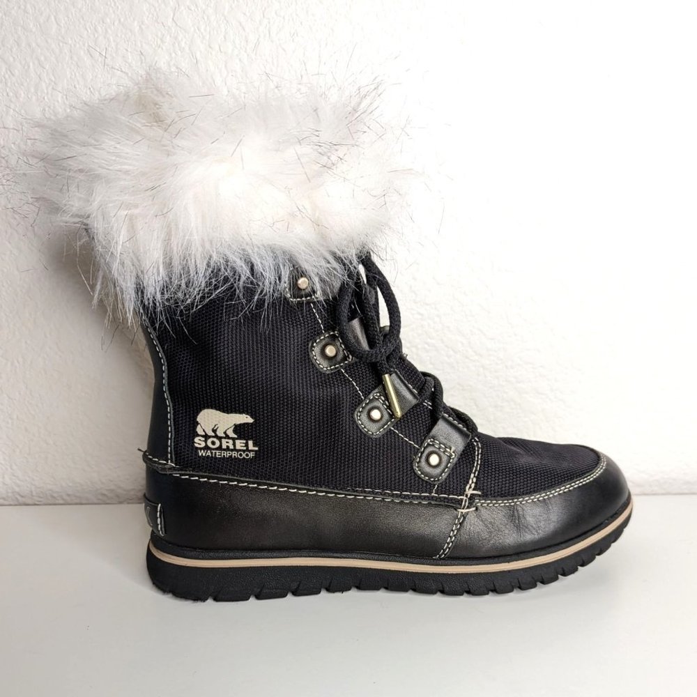 Sorel Cozy Joan X Celebration Lace-Up Waterproof Boots - Black - Size 8.5